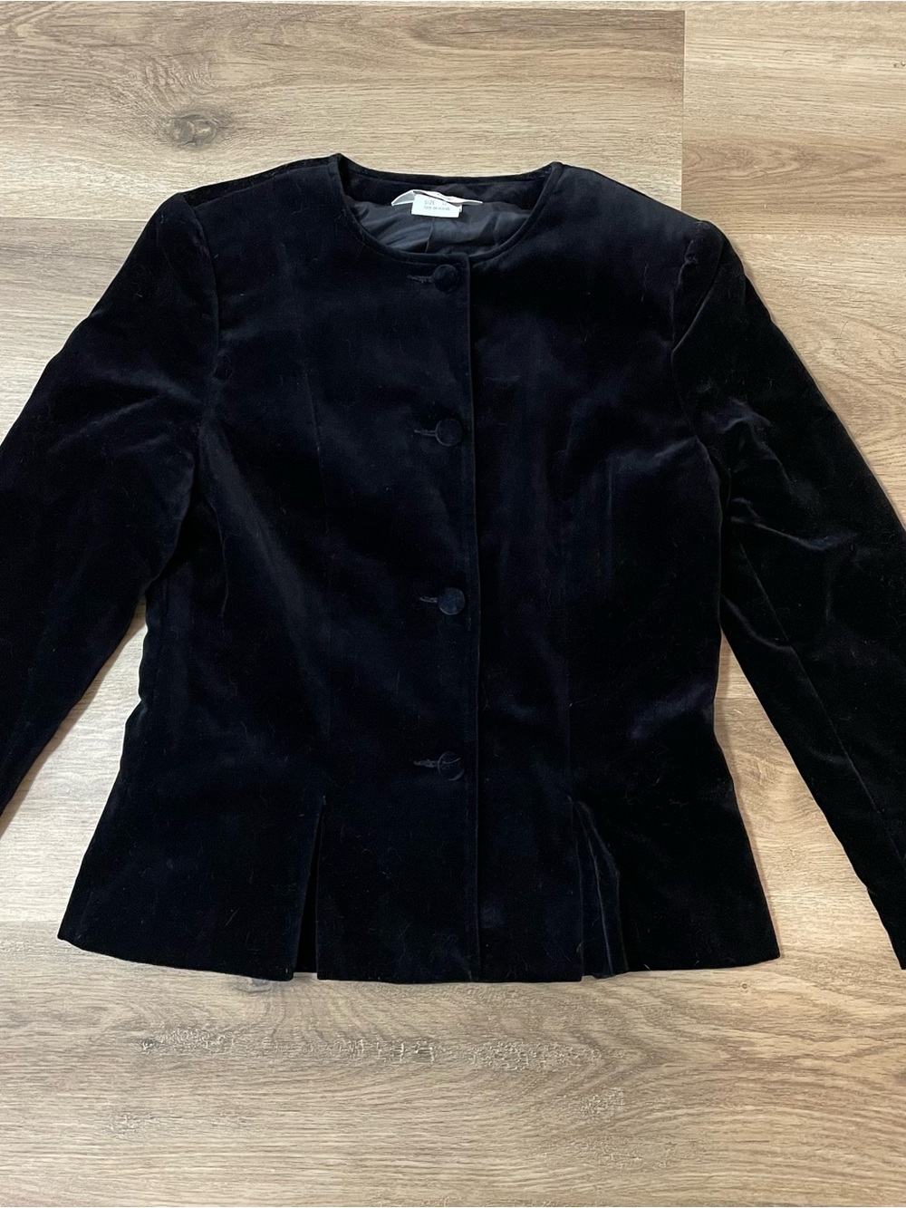 Classic Black Velvet Button-Front Jacket
